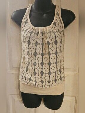 eyelash couture Cream Lace Racerback Tank